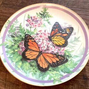 Butterfly Garden Decorative Plate, Monarch Design, Paul Sweany Collectible Rare